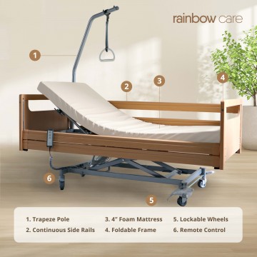 3 Crank Illico Premium Nursing Bed, Continuous Side Rails