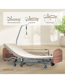 3 Crank Illico Premium Nursing Bed, Foldable Side Rails