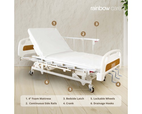 3 Crank Manual Hospital Bed