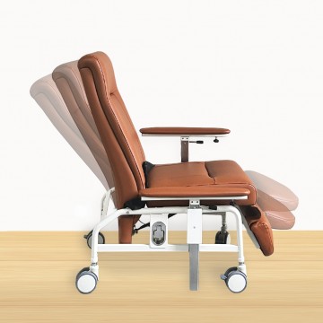 KW-WF-AA Reclining Geriatric Chair (Steel, With Wheels, Footrest & Adjustable Arm Rest)