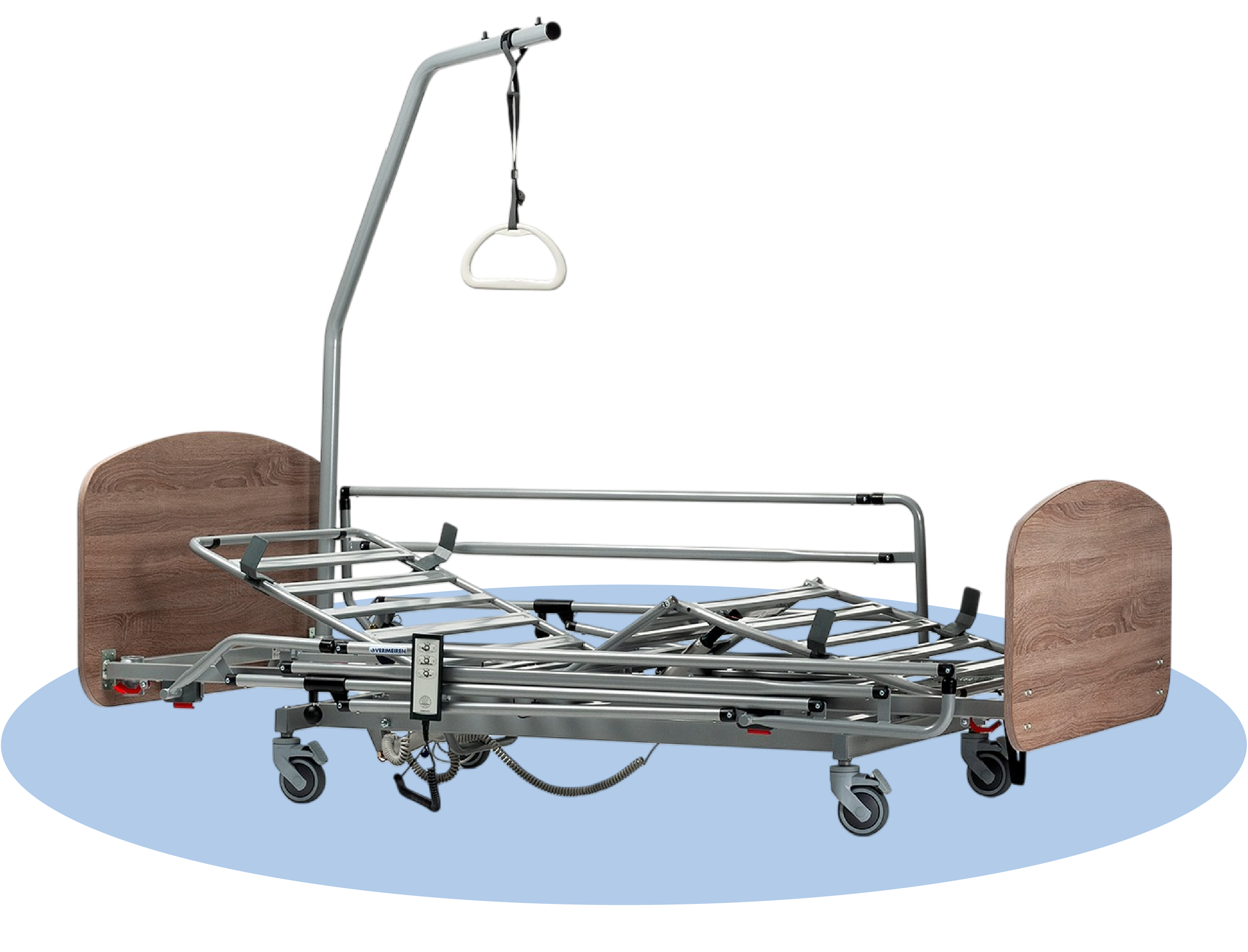 Domiflex 3 Adjustable Electric Hospital Bed with Full-length Railings Safety Feature