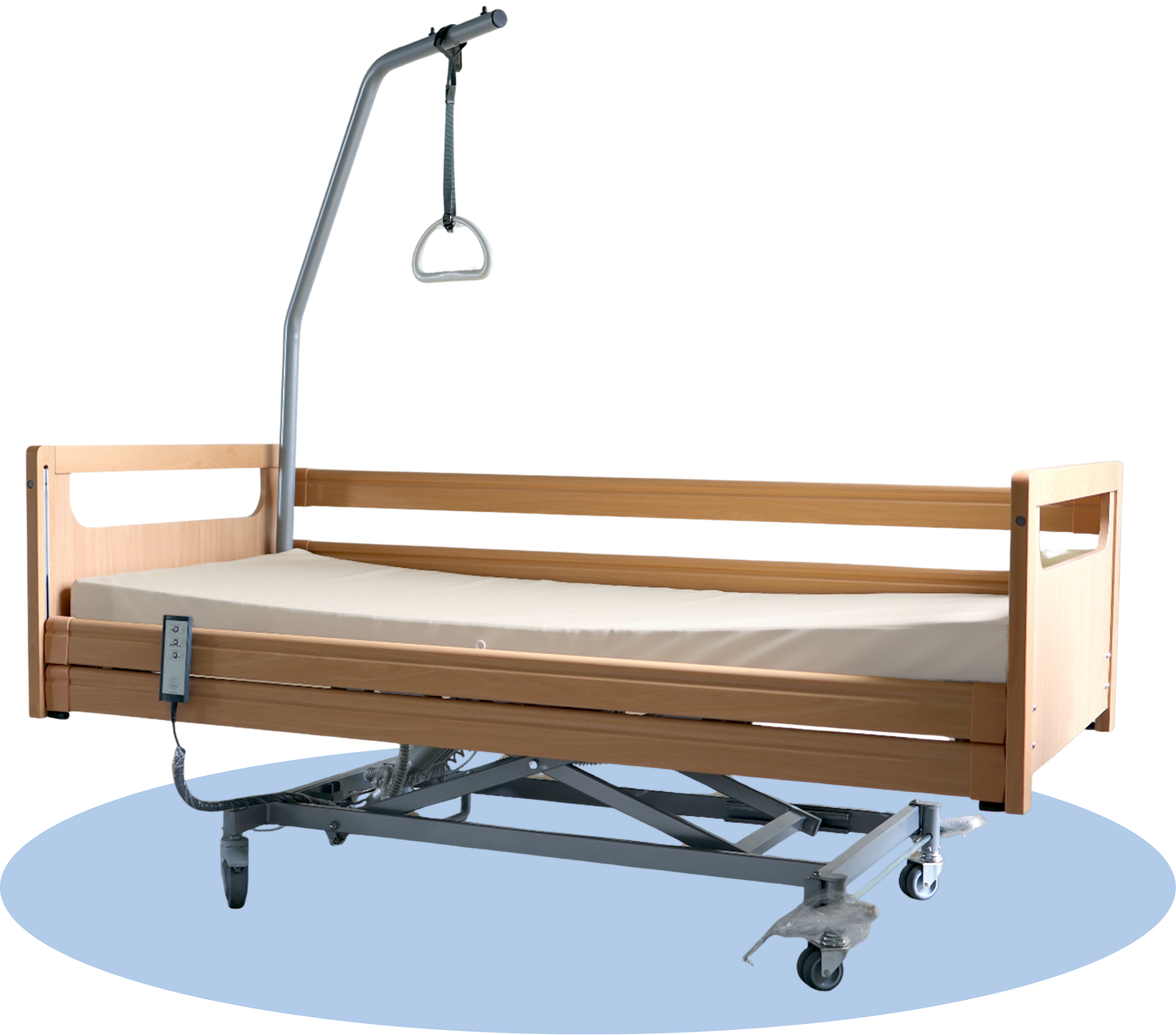 Domiflex 3 Adjustable Electric Hospital Bed with Full-length Railings Safety Feature