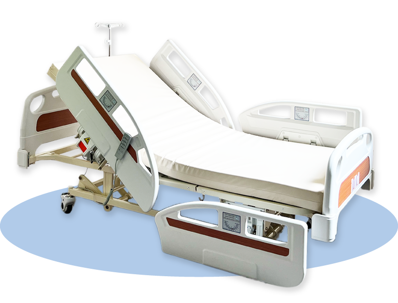 Main Image of Adjustable Electric Hospital Bed with Split Panel Railings Safety Feature