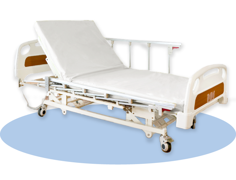 Main Image of Adjustable Electric Hospital Bed with Full-length Railings Safety Feature