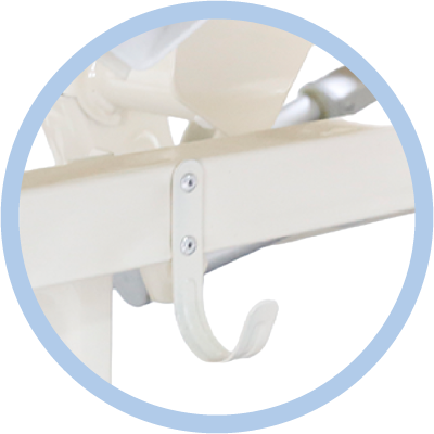 Drainage Hooks on Hospital Bed for Secure Placement of Urine Bags and Added Convenience