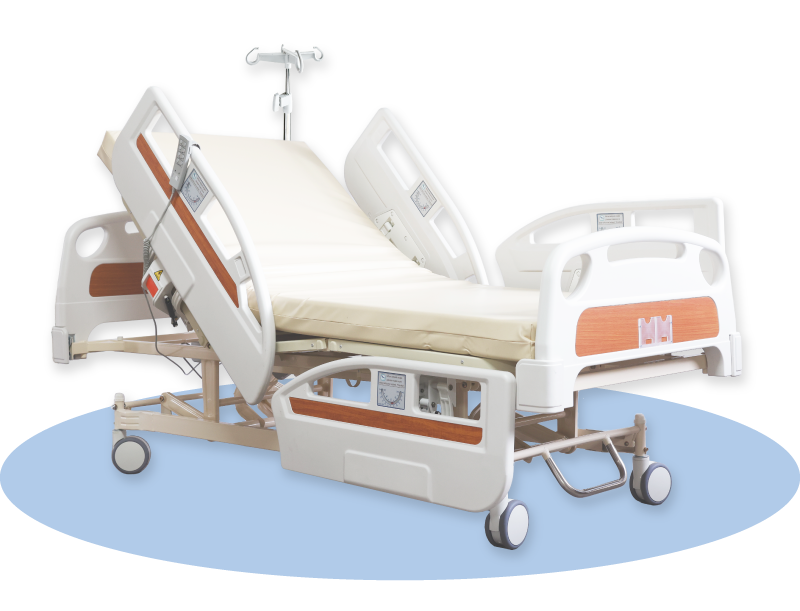 Main Image of Adjustable Electric Nursing Bed with Full-length Railings Safety Feature