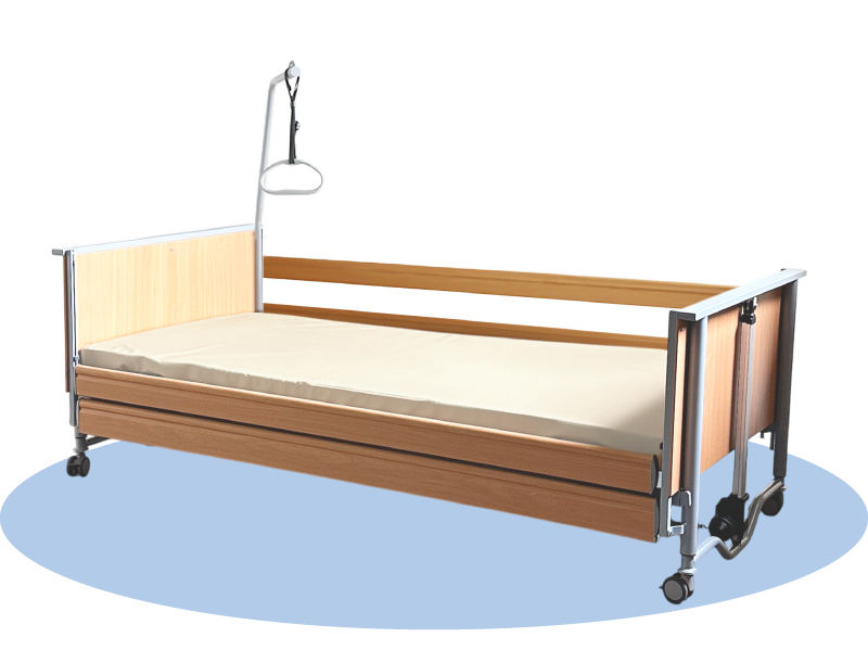 Domiflex 3 Adjustable Electric Hospital Bed with Full-length Railings Safety Feature