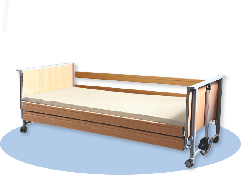 Domiflex 3 Adjustable Electric Hospital Bed with Full-length Railings Safety Feature