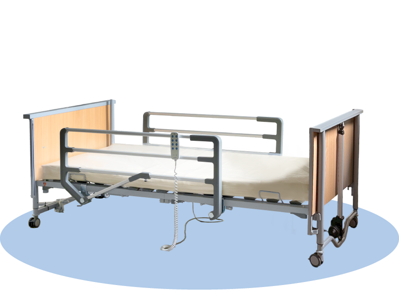 Domiflex 3 Adjustable Electric Hospital Bed with Aluminium Foldable Railings Safety Feature