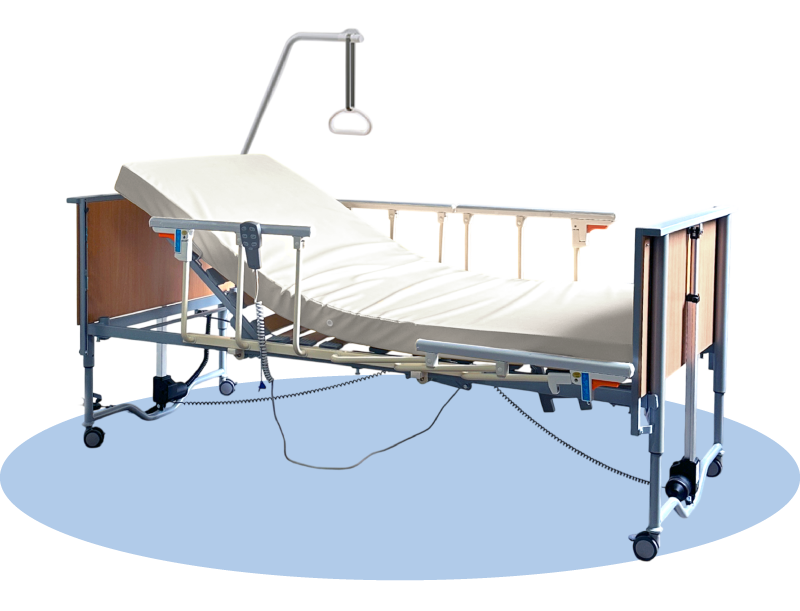 Domiflex 3 Adjustable Electric Hospital Bed with Full-length Railings Safety Feature