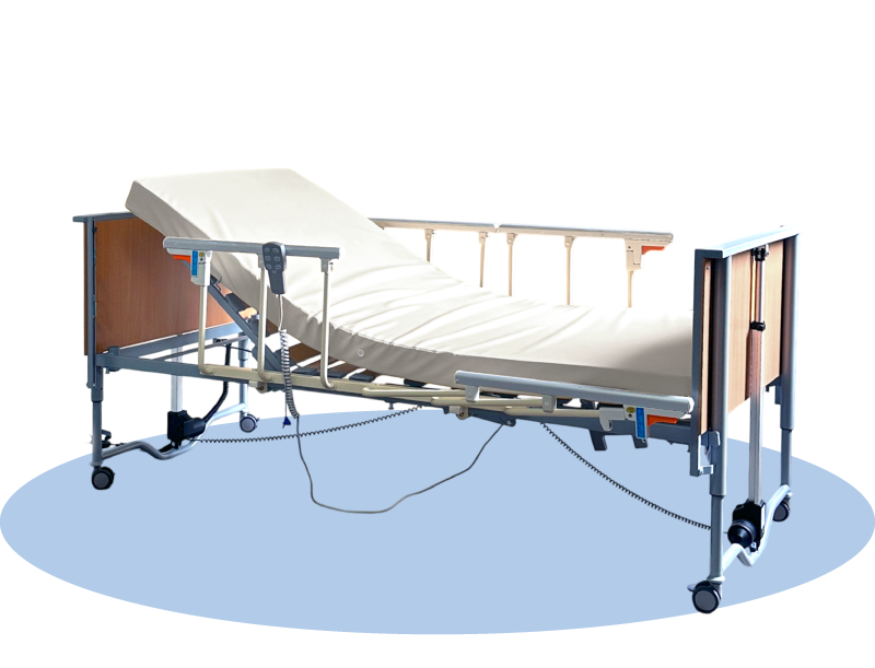 Domiflex 3 Adjustable Electric Hospital Bed with Full-length Railings Safety Feature