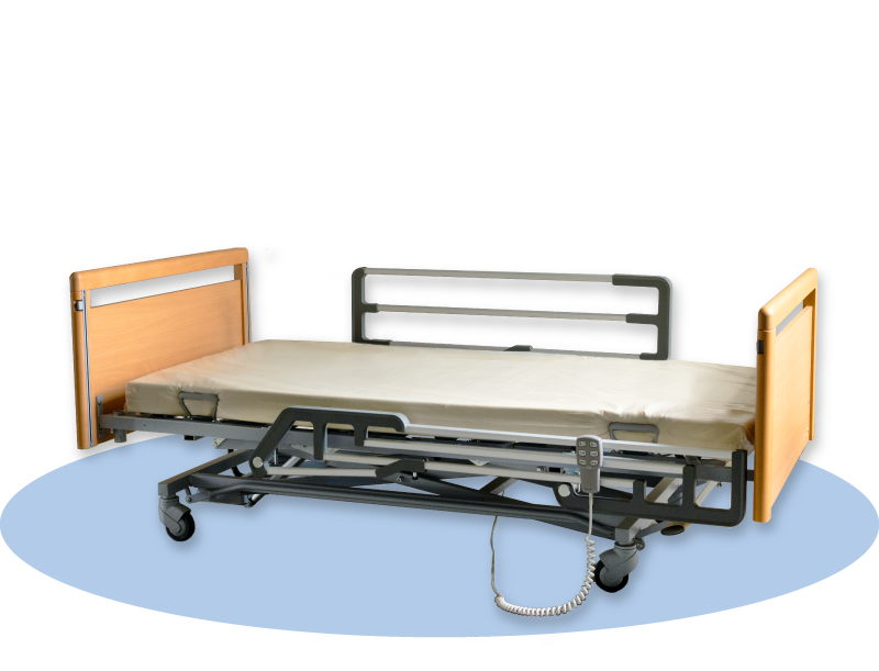 Livorno Adjustable Electric Hospital Bed with Strong Aluminium Foldable Railings Safety Feature