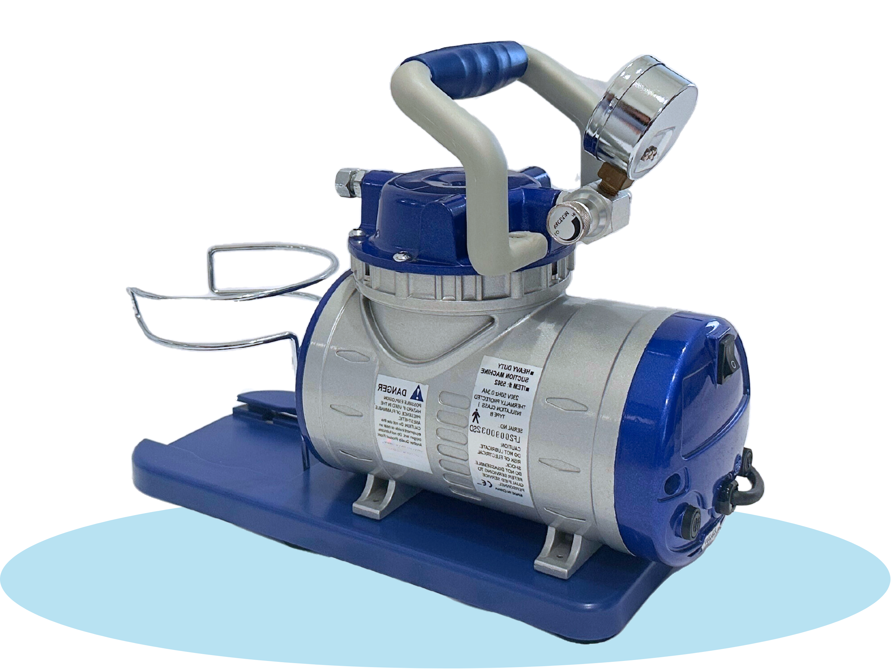 Suction pump machine with transparent reusable canister attached